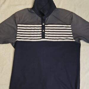 Callaway Men's Navy and Gray Striped Button Down Shirt